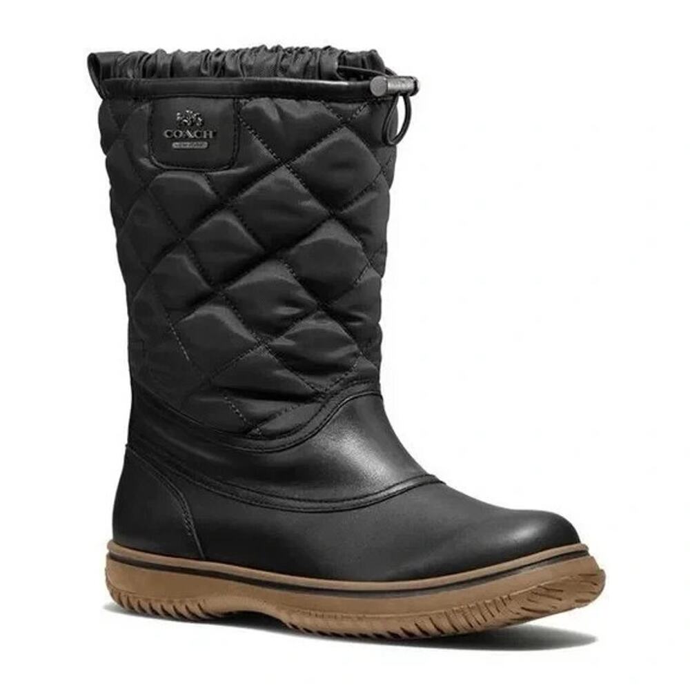 Coach Samara Black Quilted Cold Weather LEATHER Boots 6 B S000150